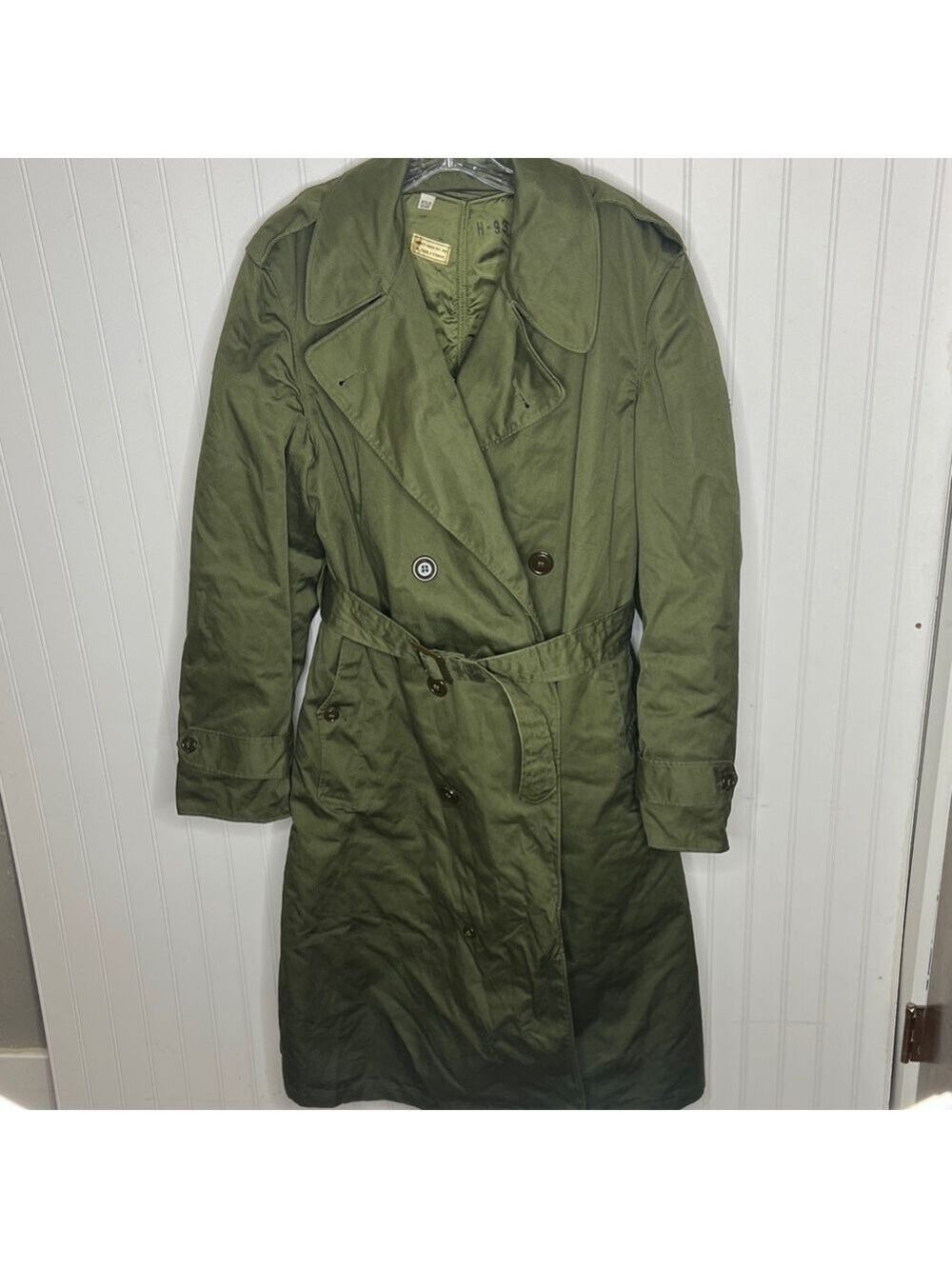 US Military Korean War 1953 Olive Green Trench Coat Medium